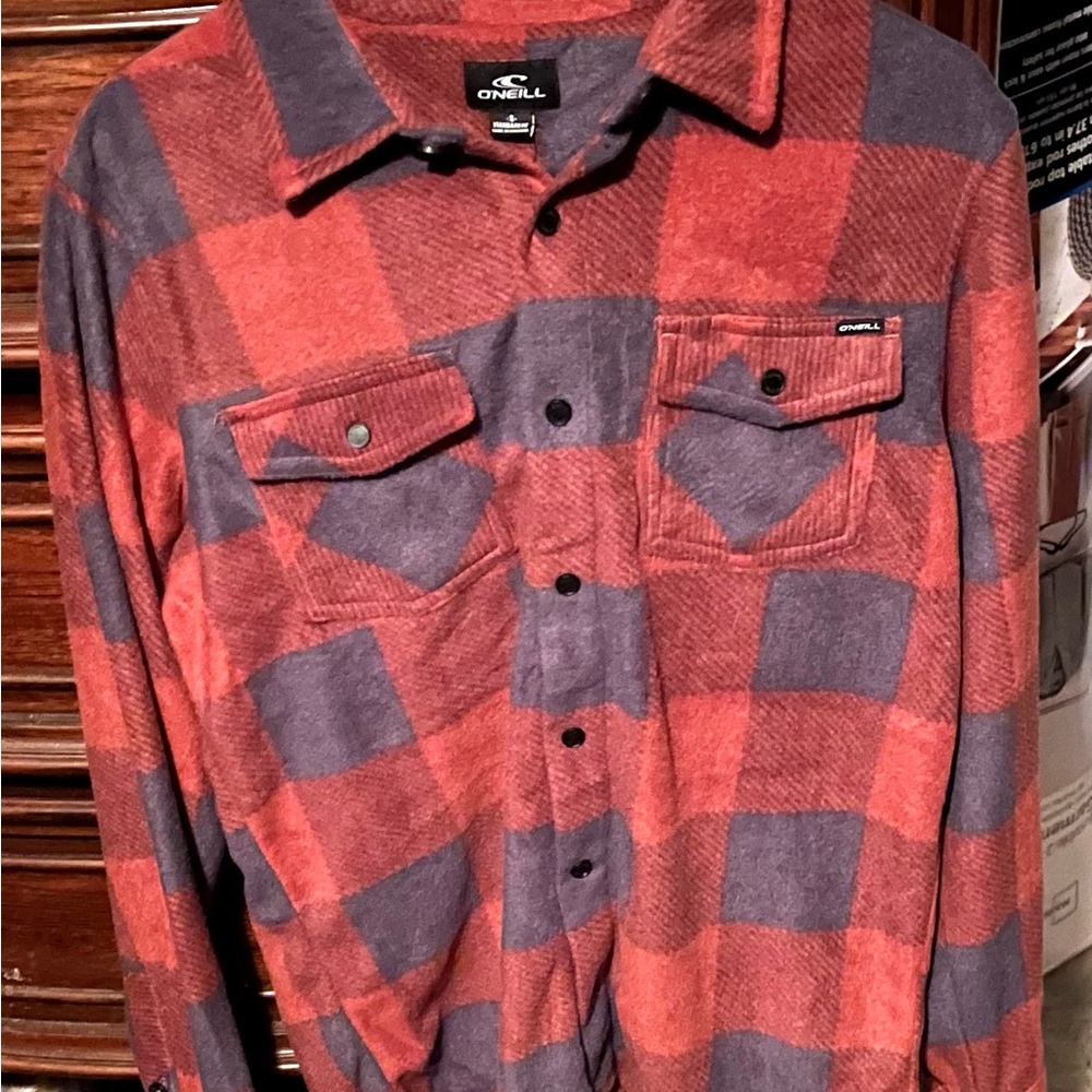 O'Neill Red and Purple Checkered Shirt Jacket